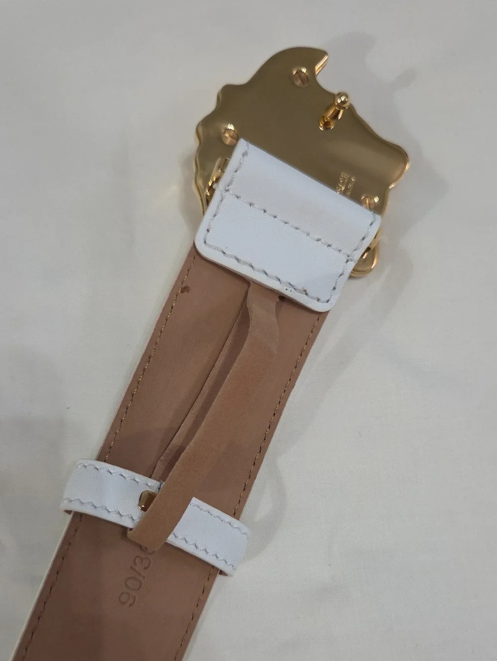 Versace White Leather Belt with Gold 3D Medusa Buckle